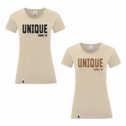 Unique Fitness Ladies Teeshirt - Black or Tan Brown Print Options